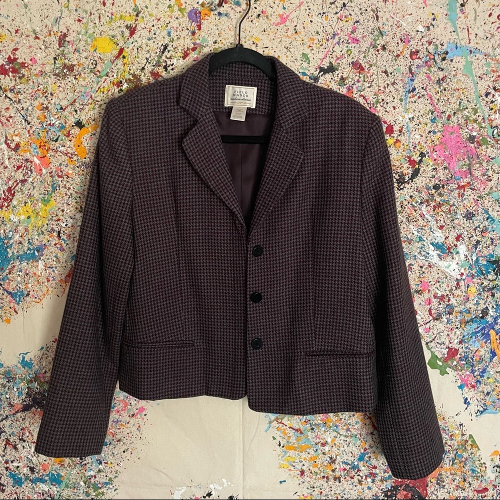 Maroon/Grey cropped blazer. Size 10.